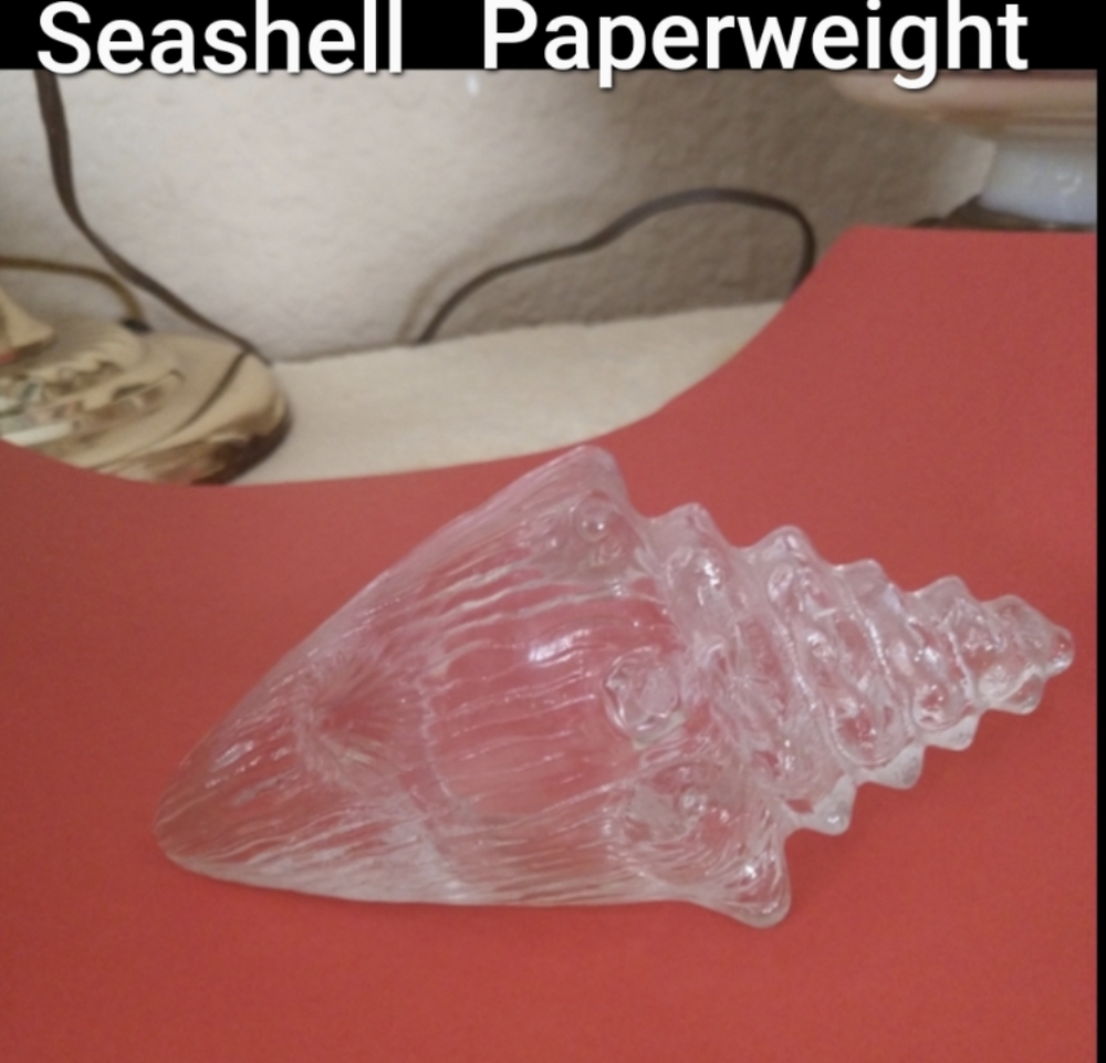 Vtg Seashell Paperweight Embossed Figural Glass or Seashell Figure Either Or EUC